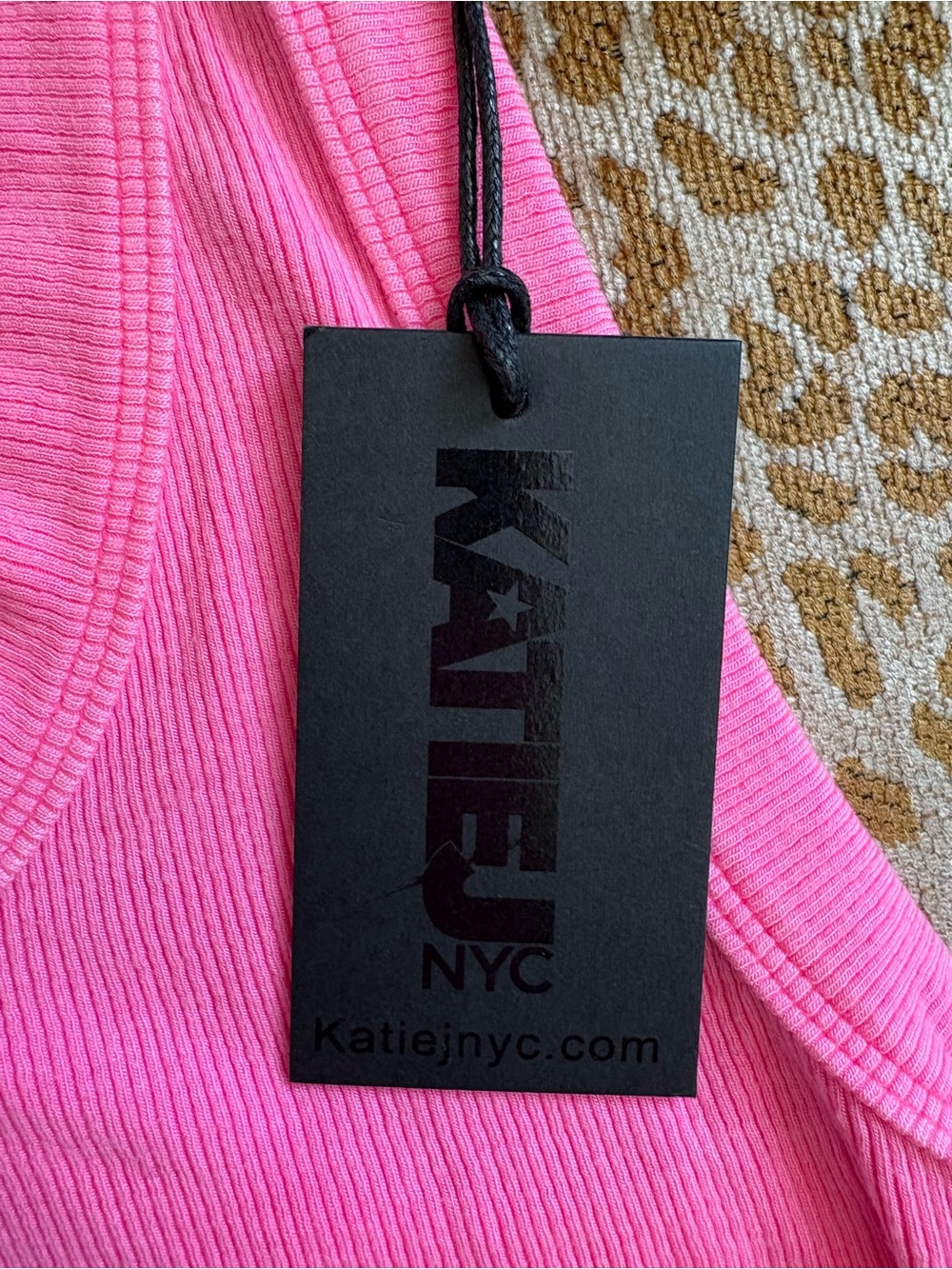 Katie J NYC Bright Pink Ribbed Racerback Tank - Picture 2 of 7